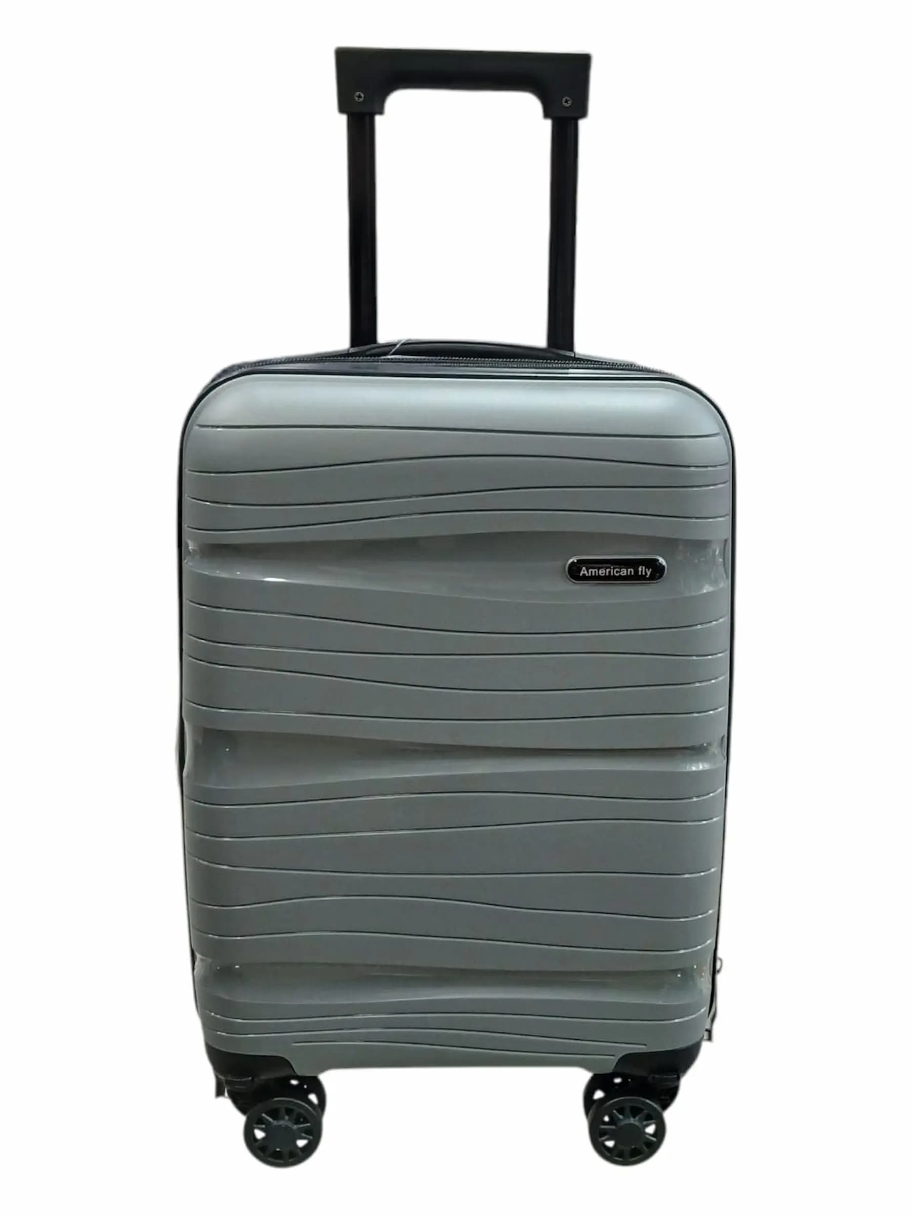 AMERICAN FLY VALIJA 45CM GRIS | RIGÍDA, 4 RUEDAS, LIVIANA
