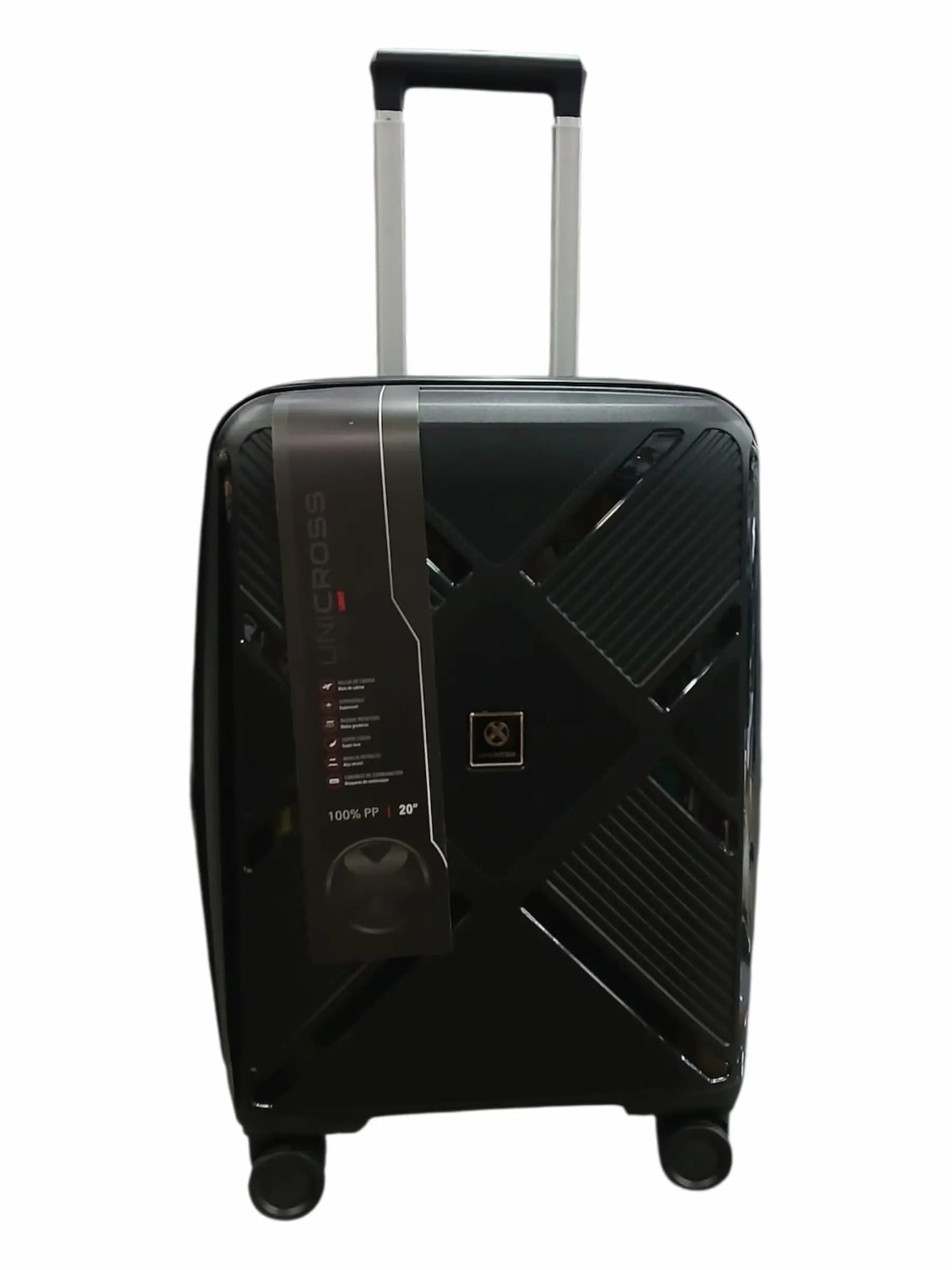 UNICROSS VALIJA 55CM NEGRO | RIGÍDA, 4 RUEDAS, LIVIANA