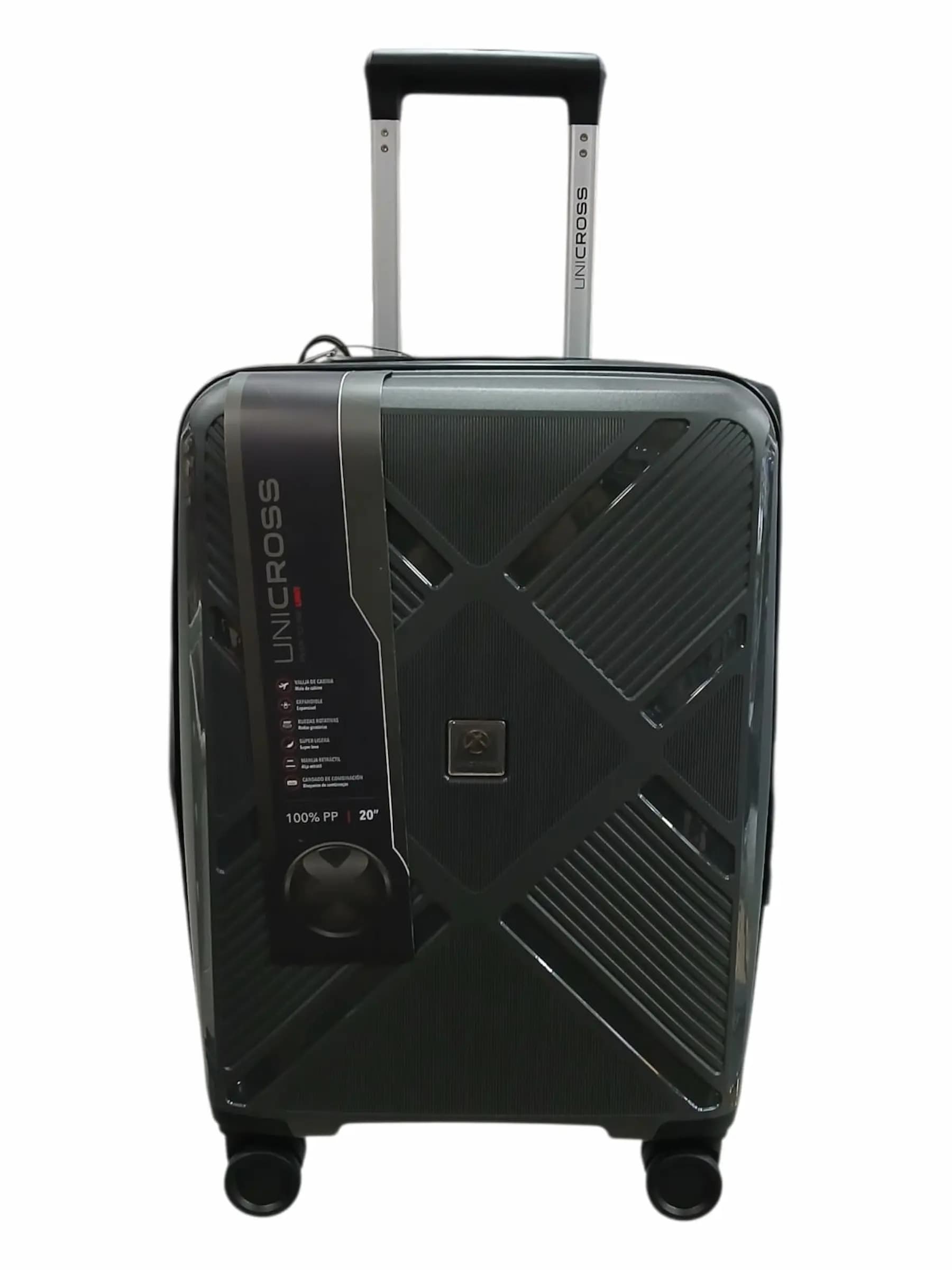 UNICROSS VALIJA 55CM GRIS | RIGÍDA, 4 RUEDAS, LIVIANA