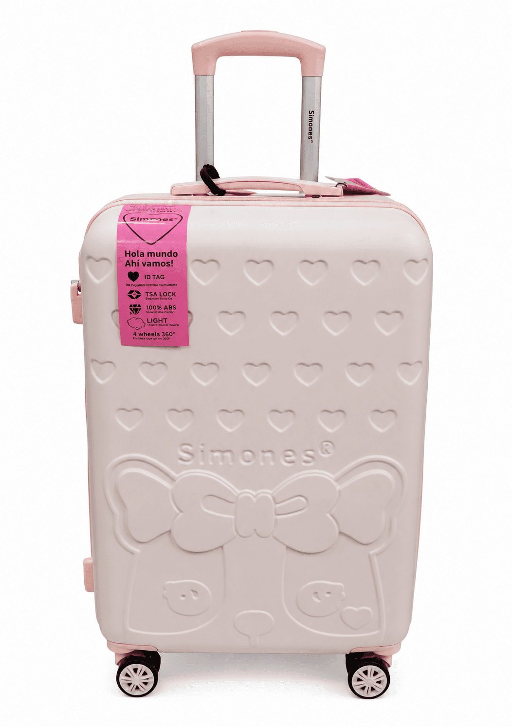 SIMONES VALIJA ROSA Claro 65CM  | RIGÍDA, 4 RUEDAS, LIVIANA