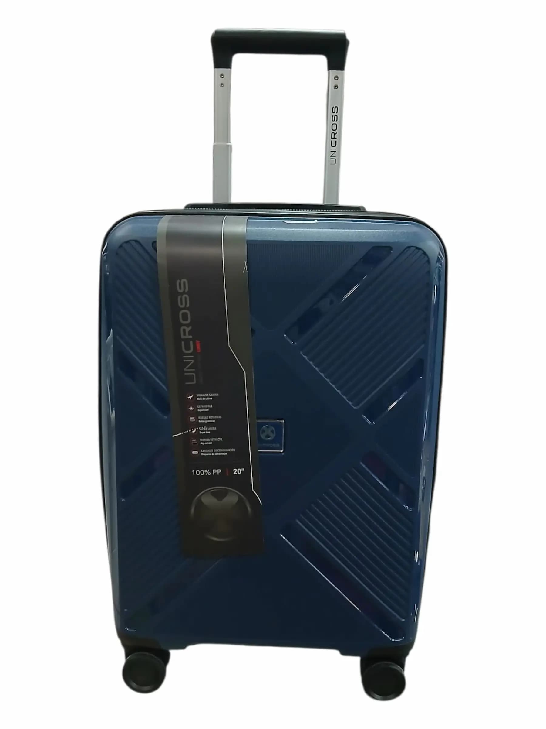 UNICROSS VALIJA 55CM AZUL | RIGÍDA, 4 RUEDAS, LIVIANA