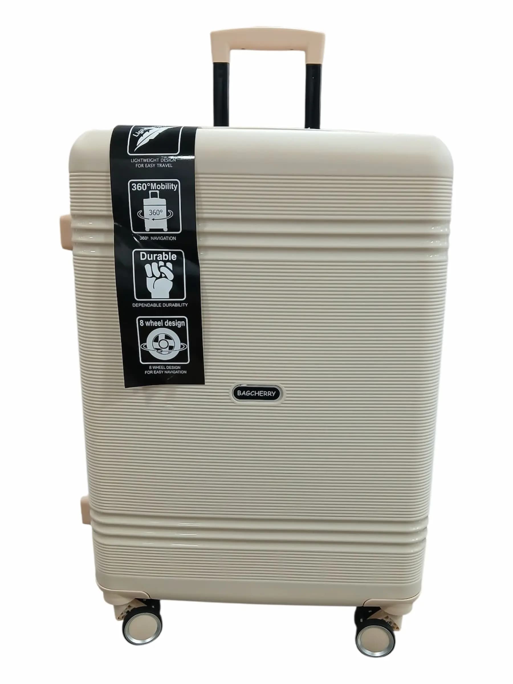 BAGCHERRY VALIJA 65CM BEIGE | RIGÍDA, 4 RUEDAS, LIVIANA