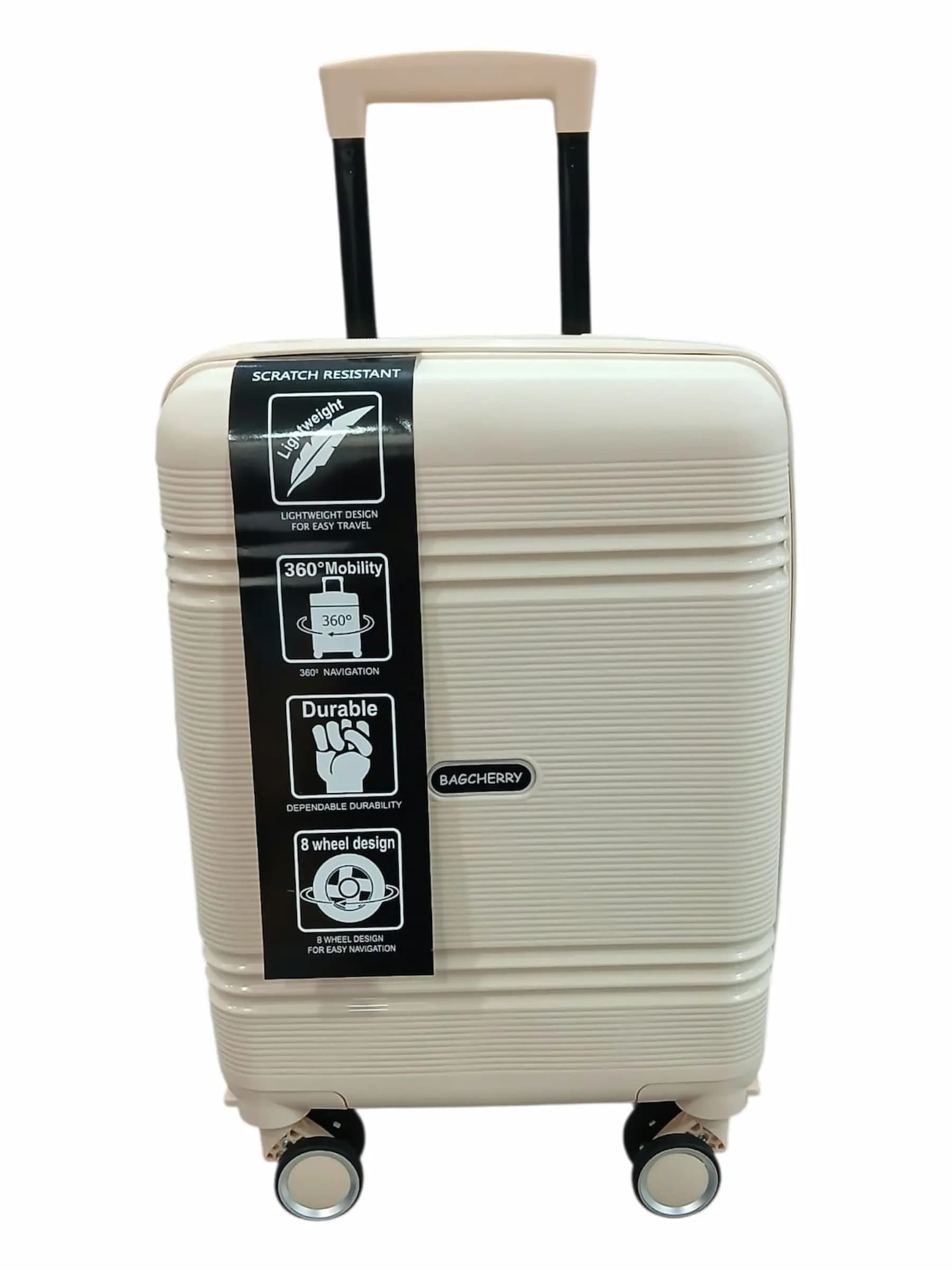 BAGCHERRY VALIJA 45CM BEIGE | RIGÍDA, 4 RUEDAS, LIVIANA