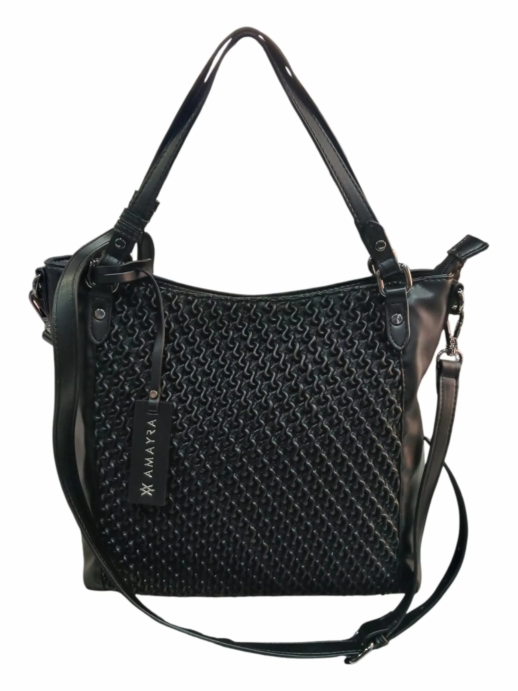 CARTERA AMAYRA 34CM NEGRA | SINTÉTICO