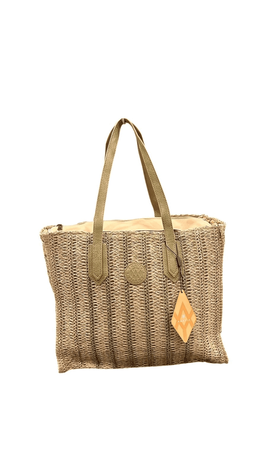 AMAYRA BOLSO PLAYERO 40CM BEIGE Y VERDE