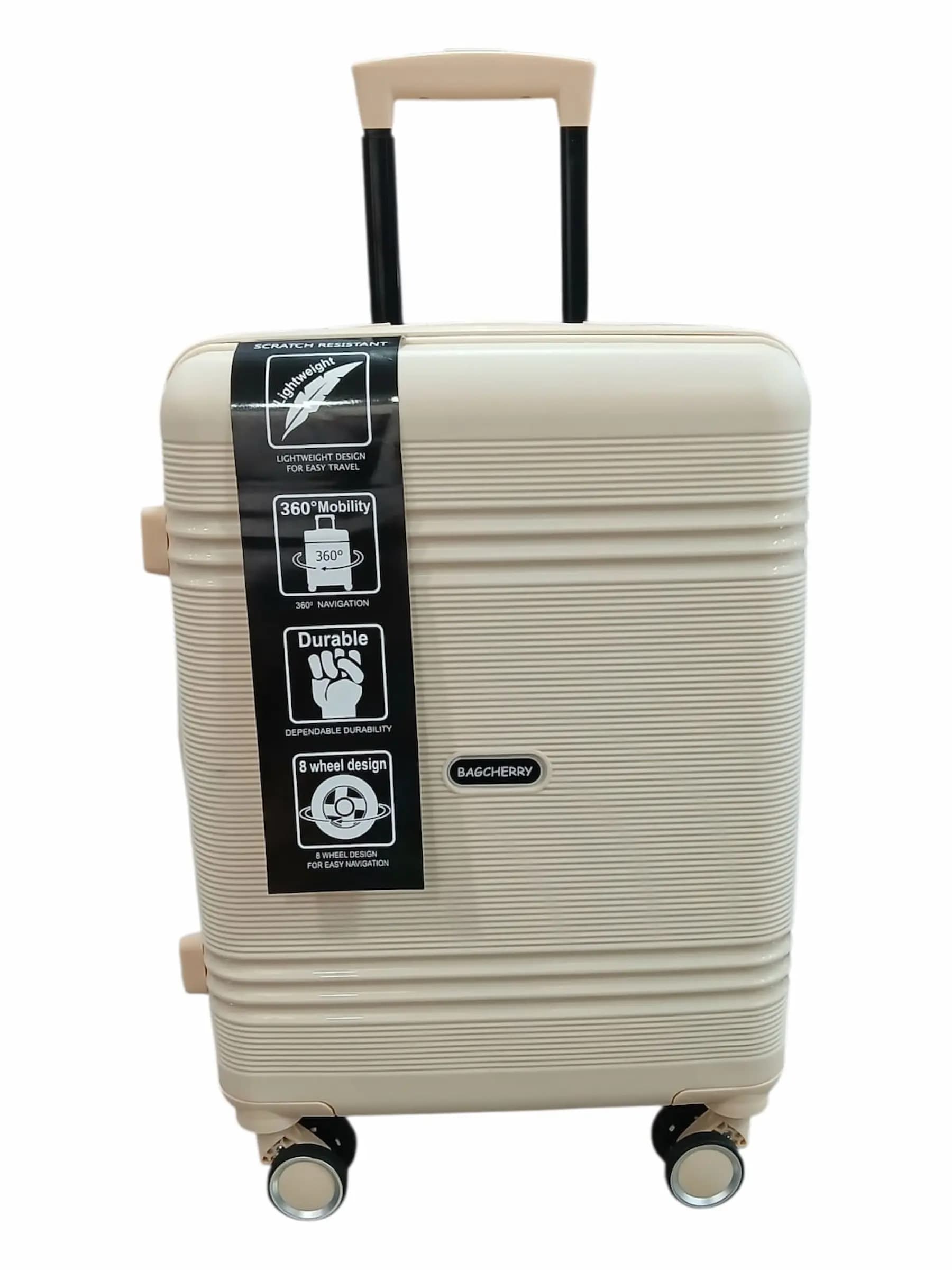 BAGCHERRY VALIJA 55CM BEIGE | RIGÍDA, 4 RUEDAS, LIVIANA