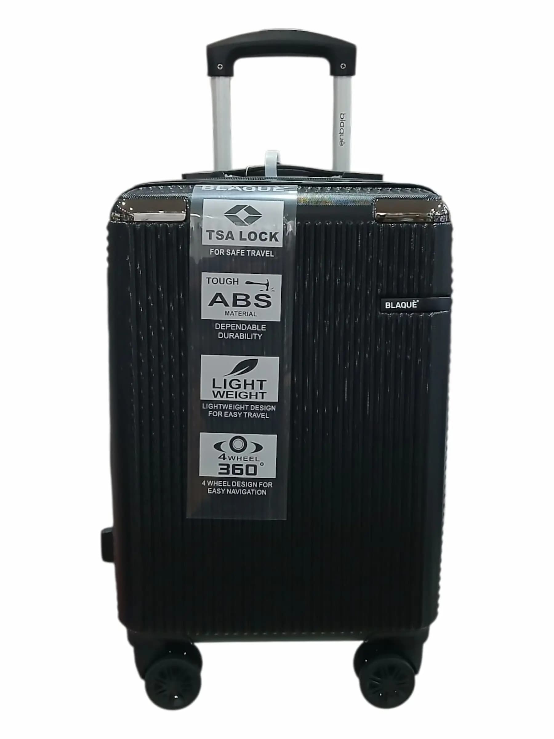 BLAQUÉ VALIJA 55CM NEGRO | RIGÍDA, 4 RUEDAS, LIVIANA