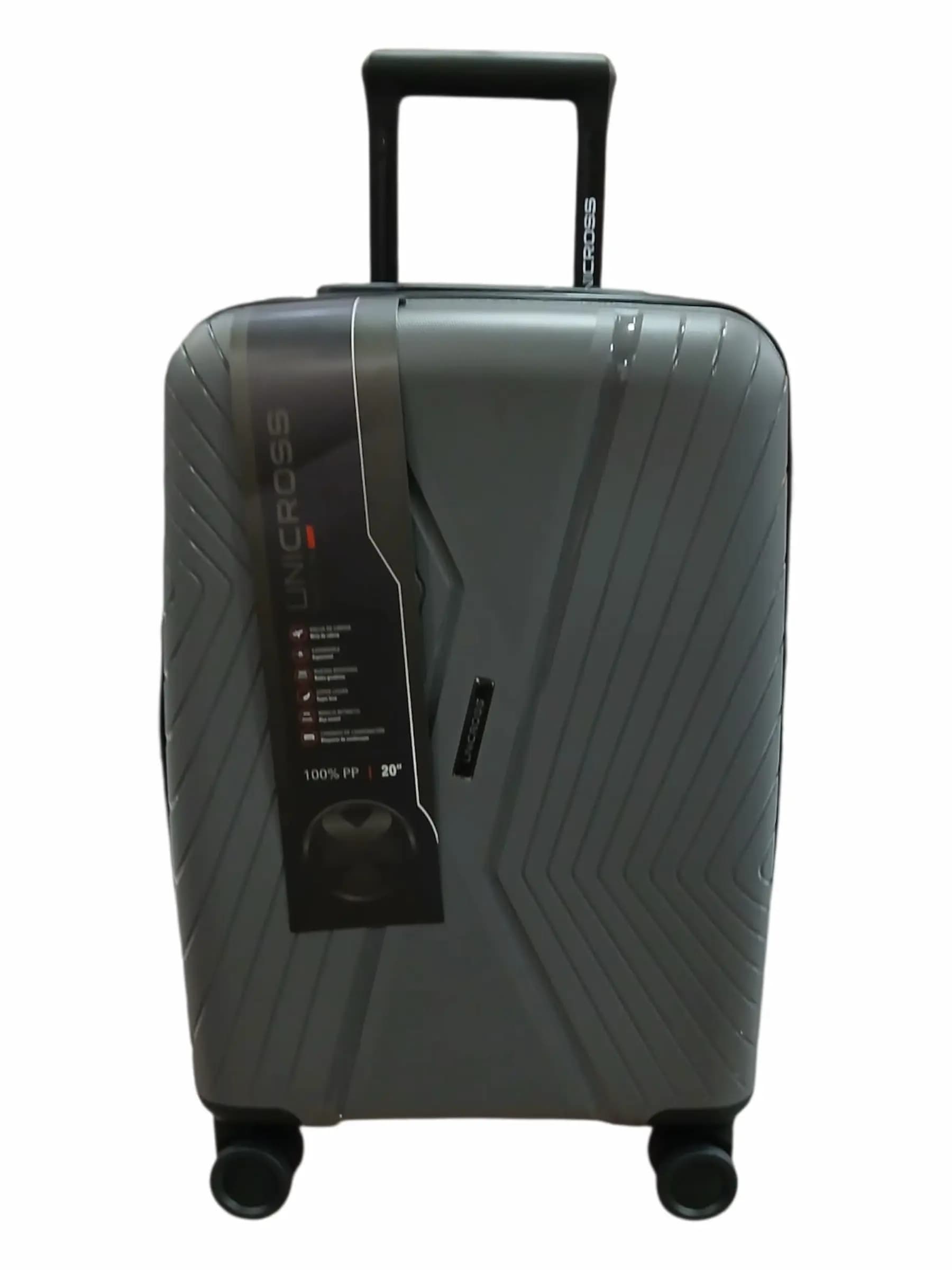 UNICROSS VALIJA 55CM GRIS | RIGÍDA, 4 RUEDAS, LIVIANA