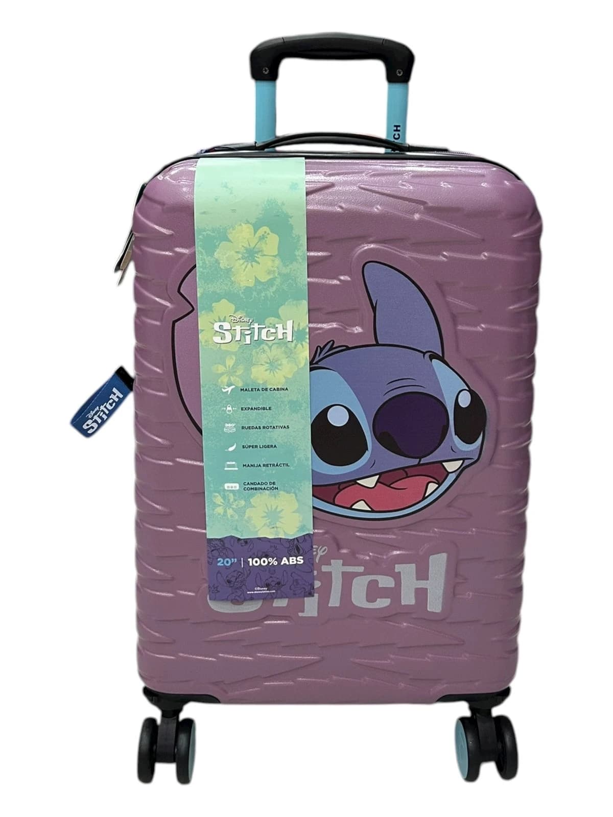 DISNEY STITCH VALIJA 55CM LILA | RIGÍDA, 4 RUEDAS, LIVIANA