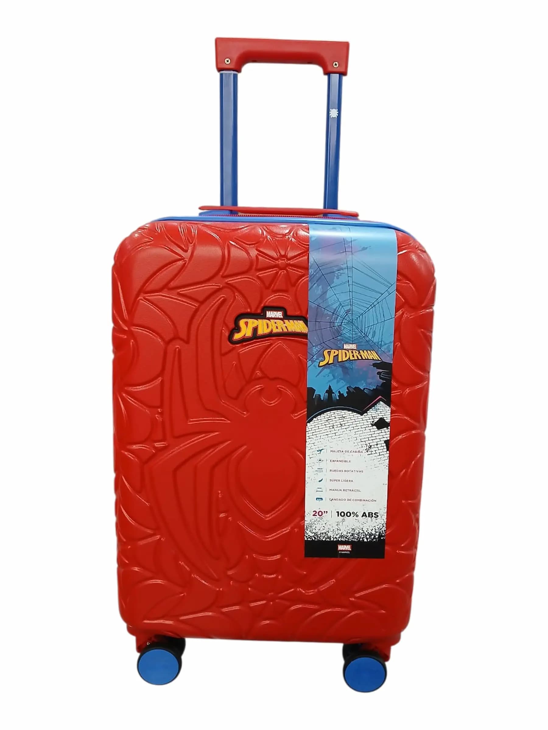 DISNEY SPIDERMAN VALIJA 55CM ROJA | RIGÍDA, 4 RUEDAS, LIVIANA