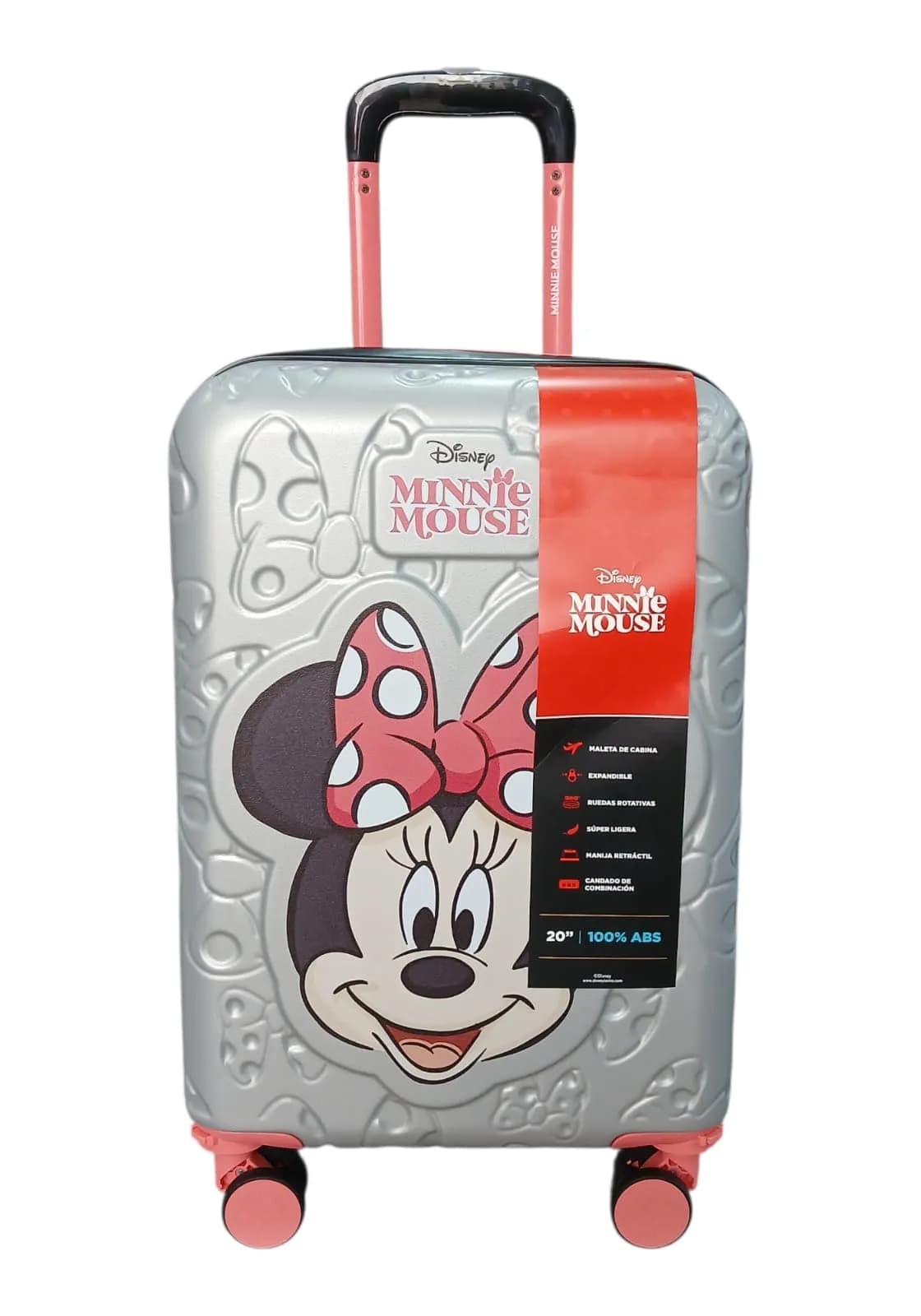 DISNEY MINNIE VALIJA 55CM PLATEADA | RIGÍDA, 4 RUEDAS, LIVIANA