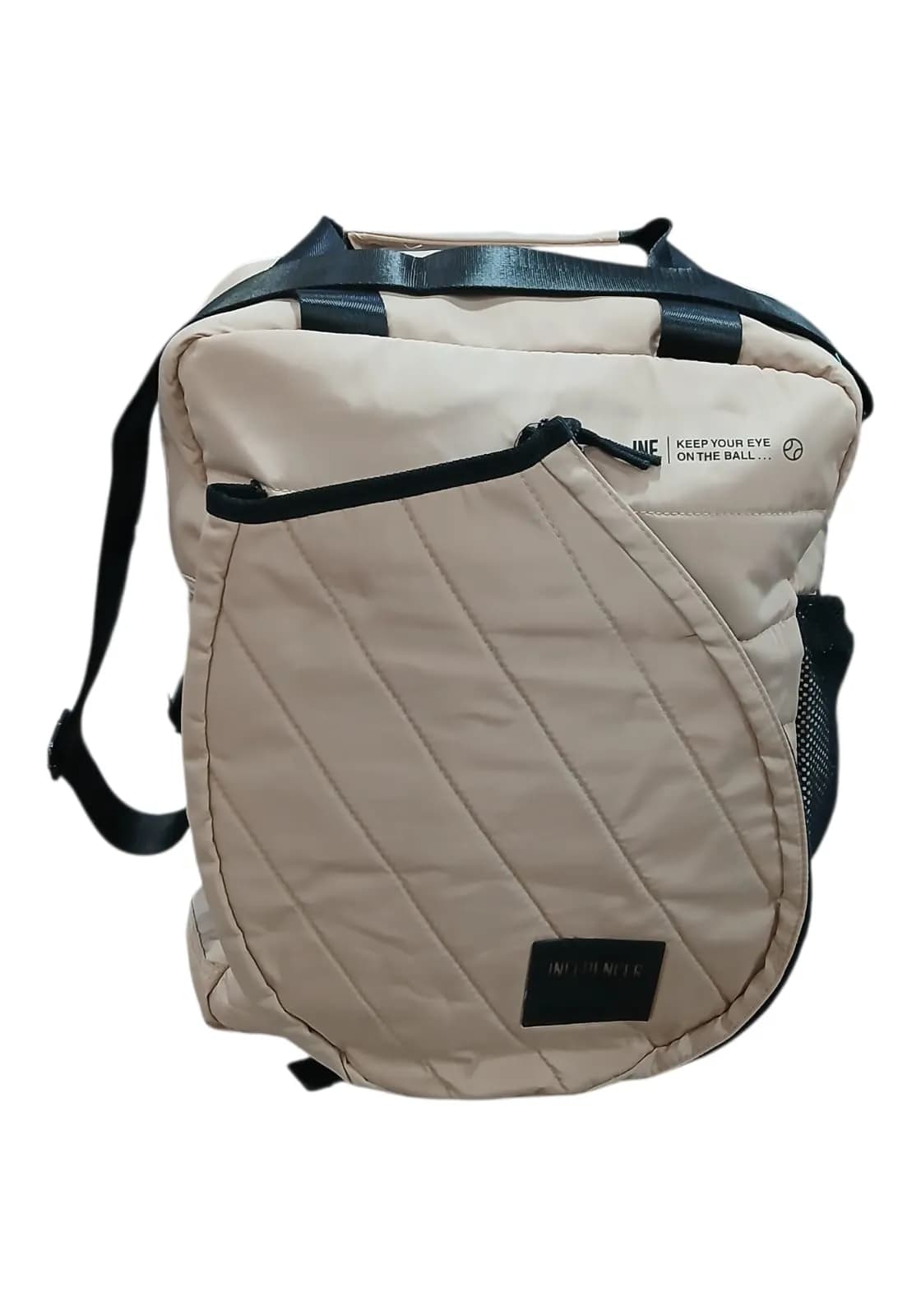 INFLUENCER MOCHILA RAQUETERA 40CM BEIGE | PORTA-NOTEBOOK, CORREAS REGULABLES