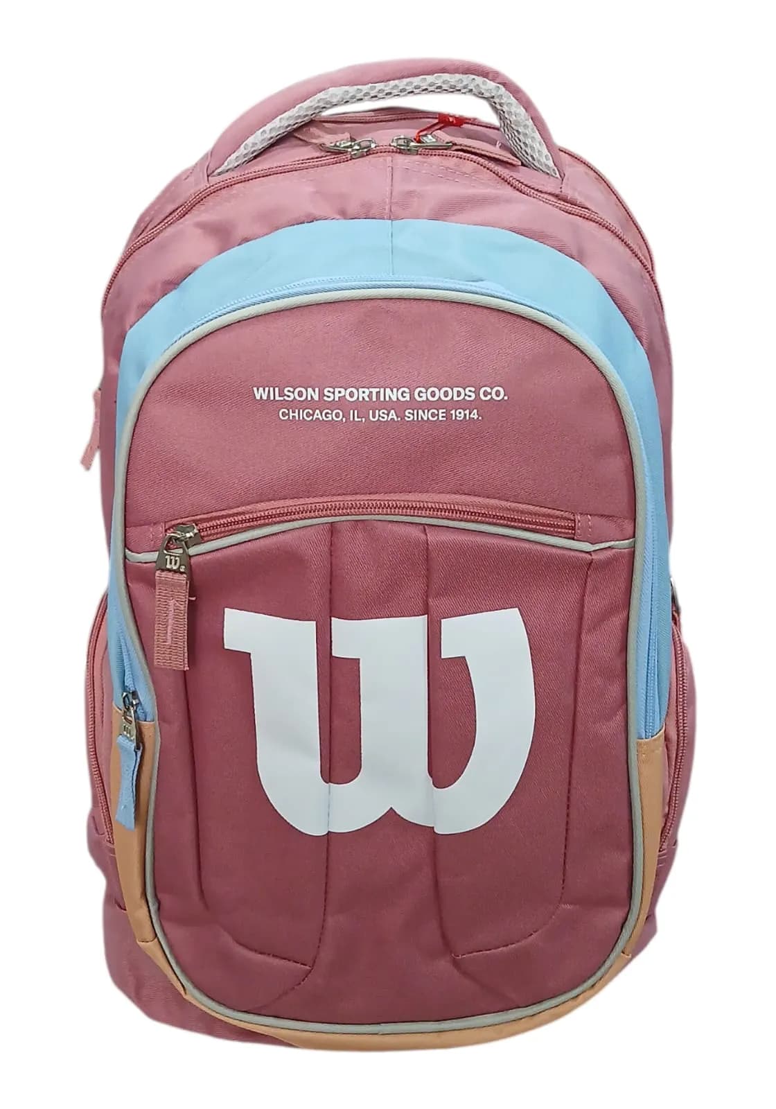 WILSON MOCHILA 40CM ROSA C/ CELESTE | PORTA-NOTEBOOK, CORREAS REGULABLES