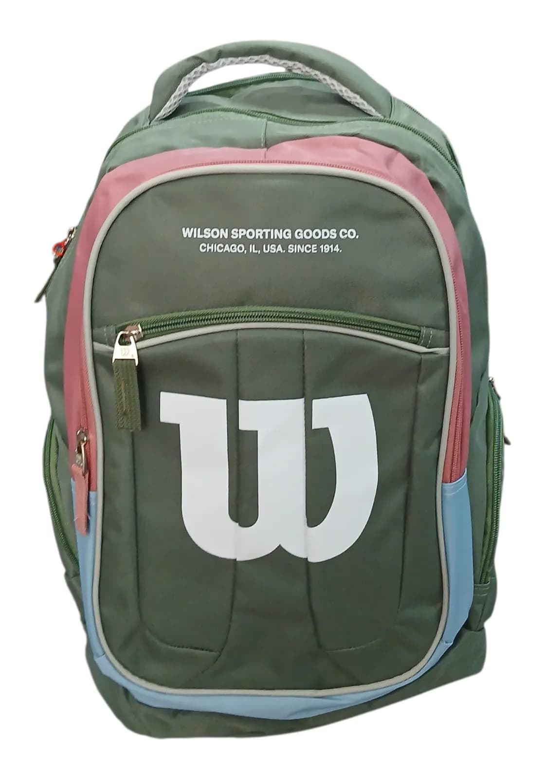 WILSON MOCHILA 40CM VERDE C/ ROSA | PORTA-NOTEBOOK, CORREAS REGULABLES