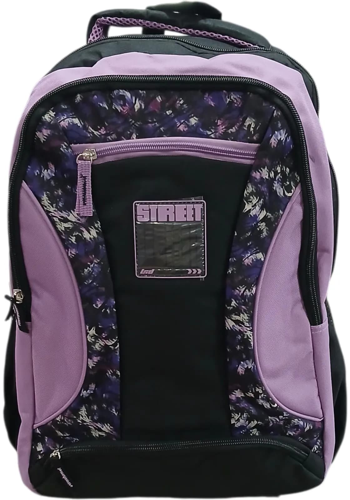 STREET WEAR MOCHILA 40CM NEGRO C/ LILA | CORREAS REGULABLES