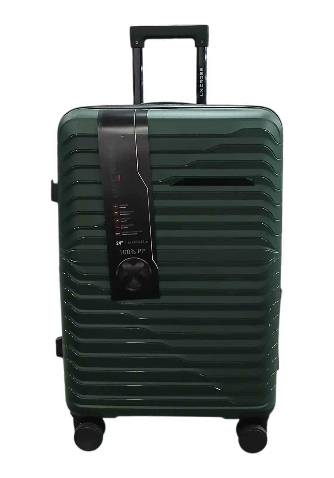 UNICROSS VALIJA 65CM VERDE | RIGÍDA, 4 RUEDAS, LIVIANA