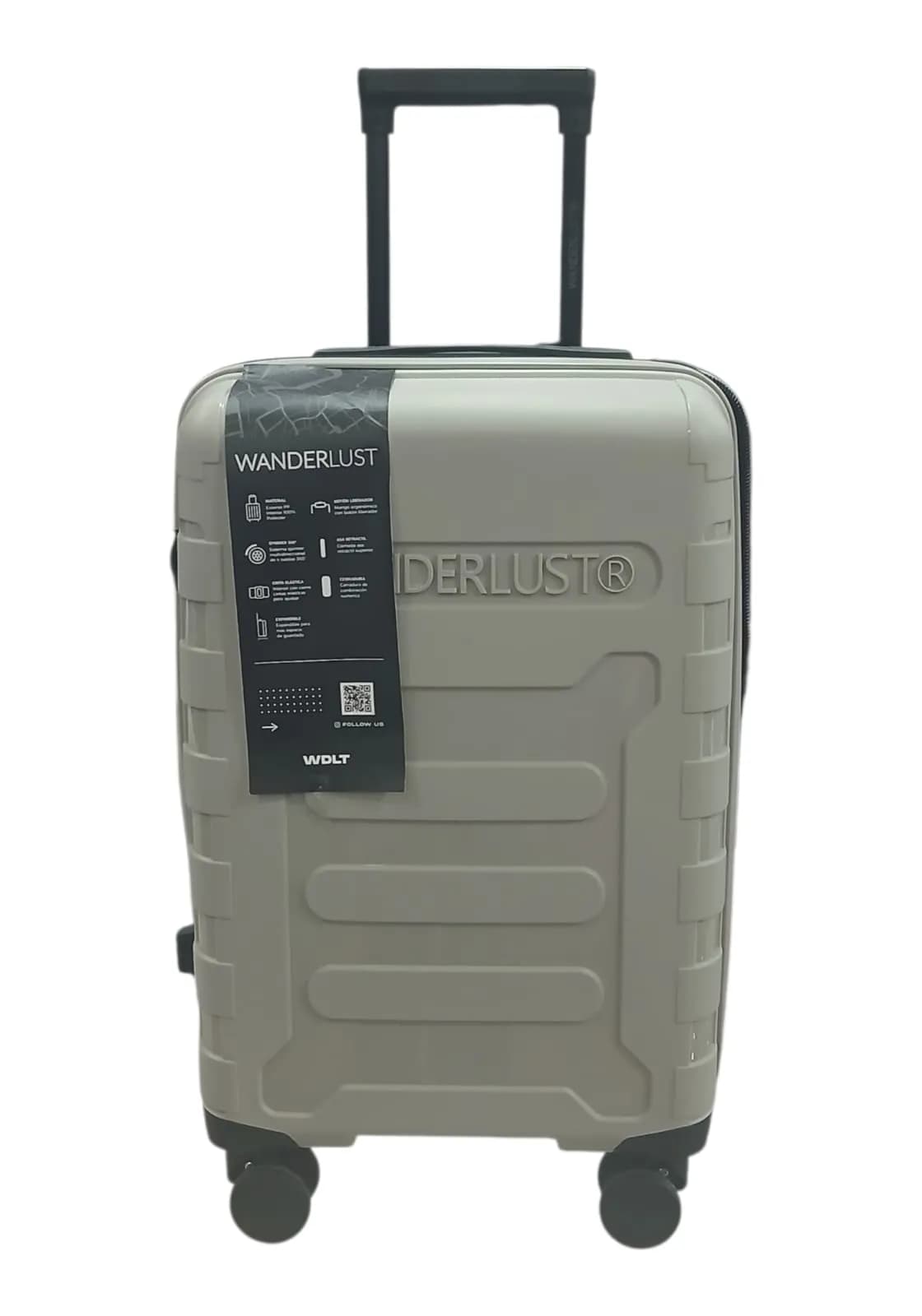 WANDERLUST VALIJA 55CM GRIS CLARO | RIGÍDA, 4 RUEDAS, LIVIANA