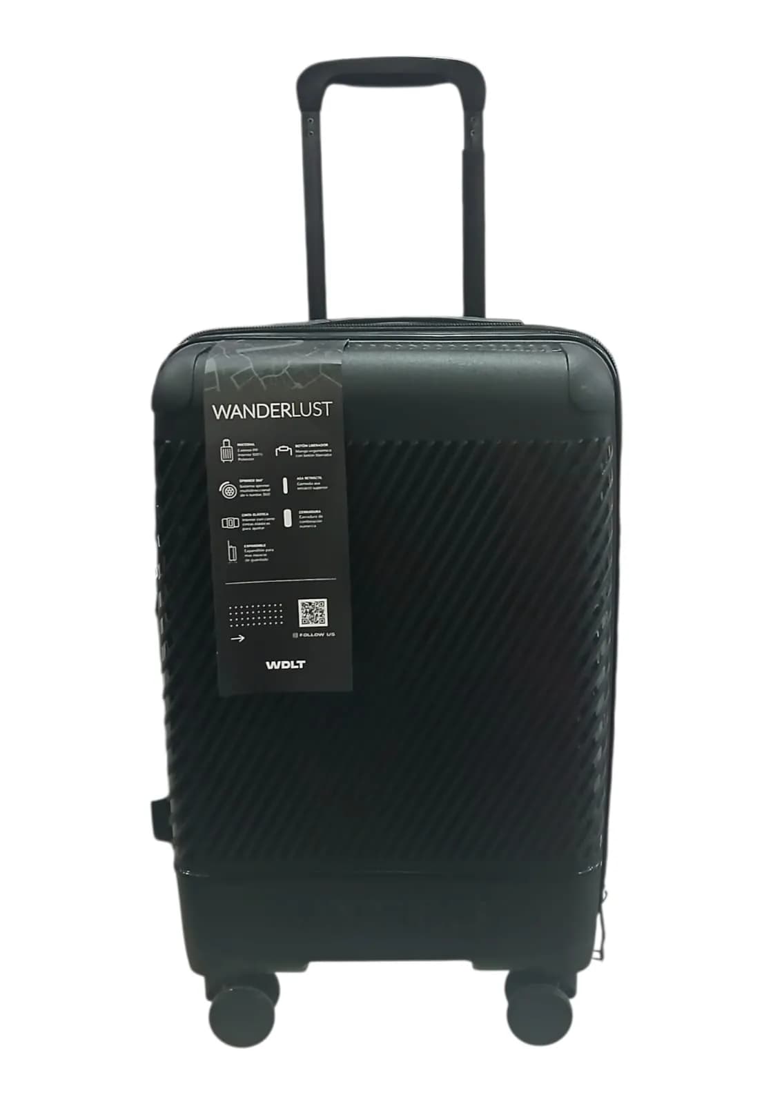 WANDERLUST VALIJA 55CM NEGRA | RIGÍDA, 4 RUEDAS, LIVIANA