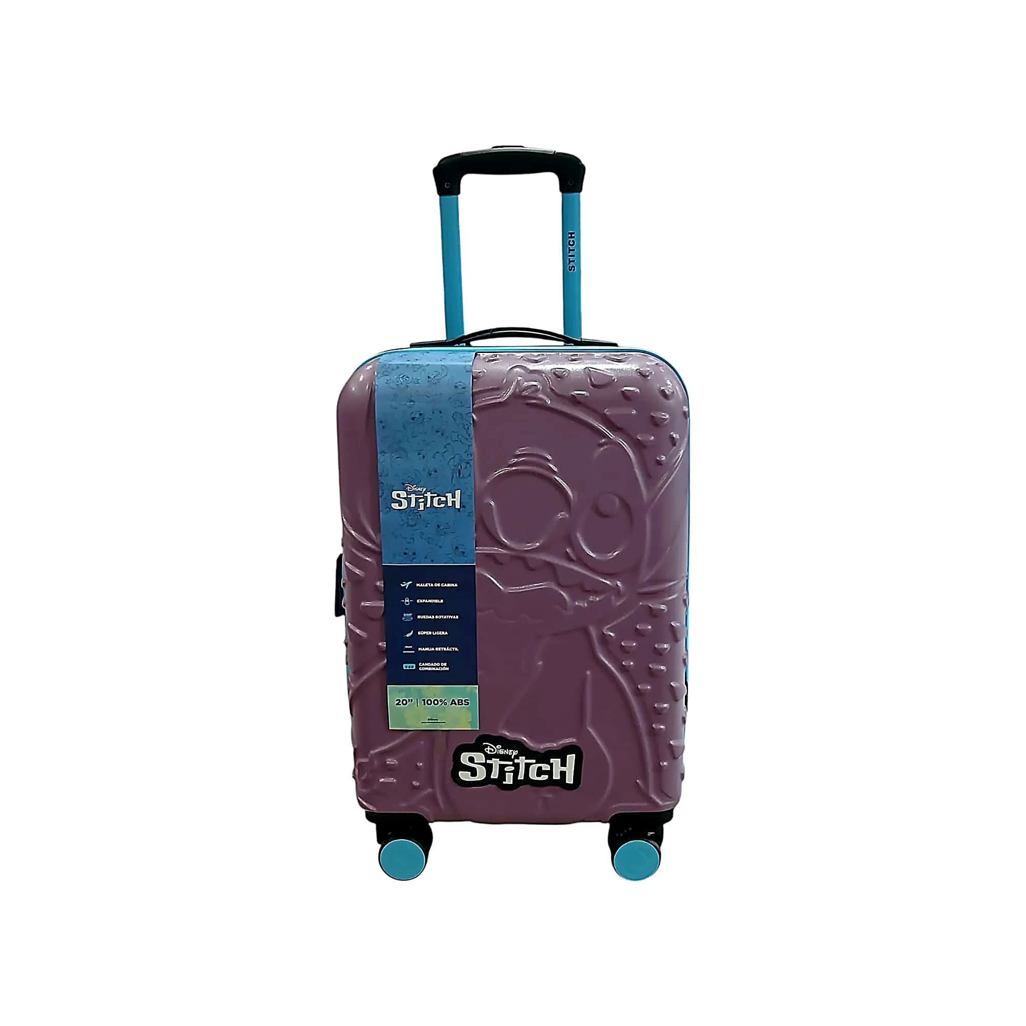 DISNEY STITCH VALIJA 65CM LILA | RIGÍDA, 4 RUEDAS, LIVIANA