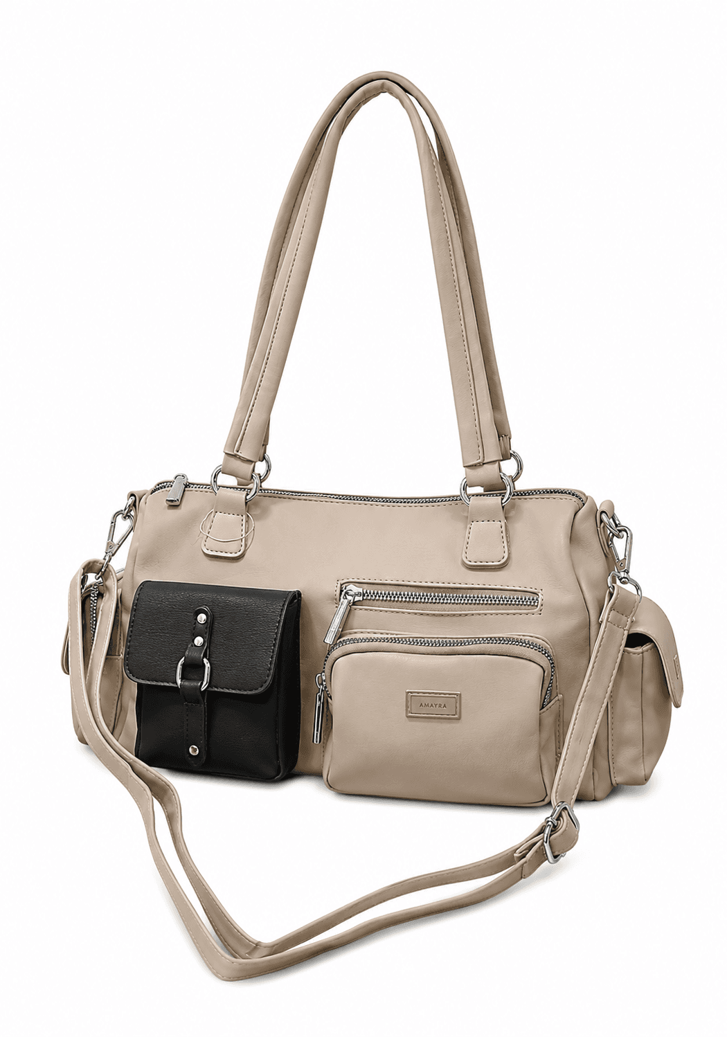 Cartera Amayra 34cm Crema | Sintético