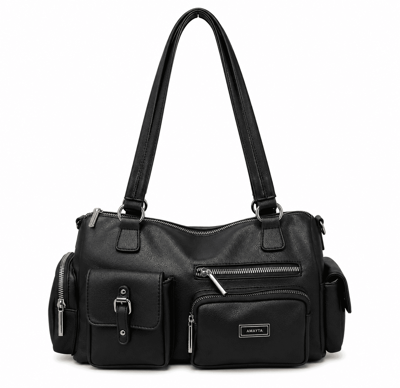 Cartera Amayra 34cm Negra | Sintético