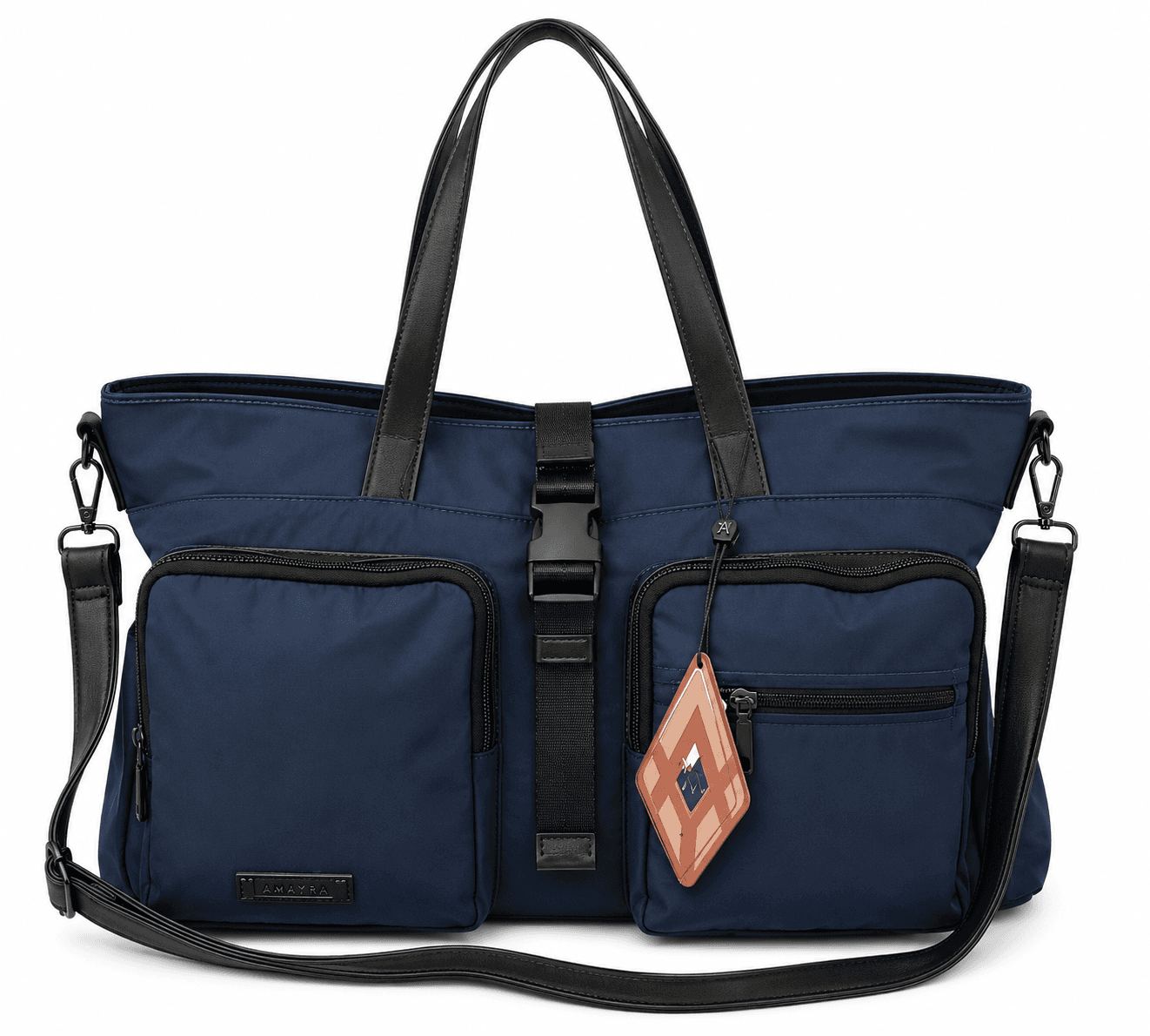 CARTERA AMAYRA 34CM AZUL MARINO | SINTÉTICO