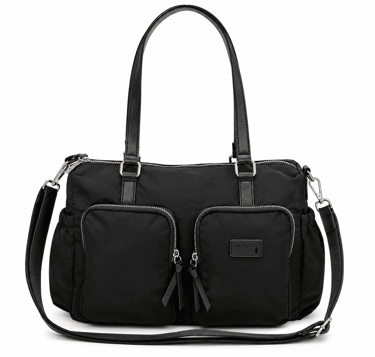 Cartera Amayra 34cm Negro | Sintético