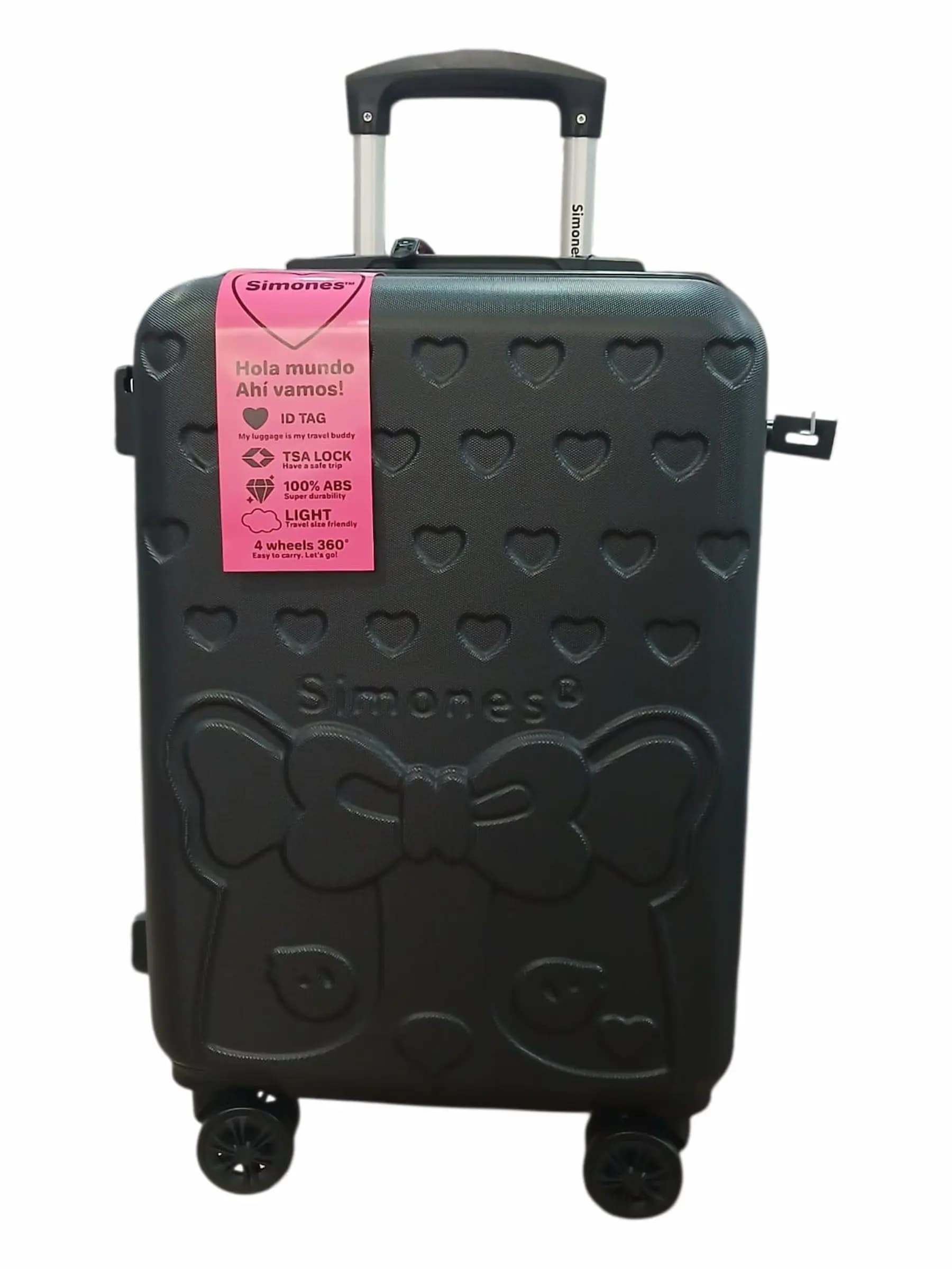 SIMONES VALIJA 55CM NEGRA | RIGÍDA, 4 RUEDAS, LIVIANA