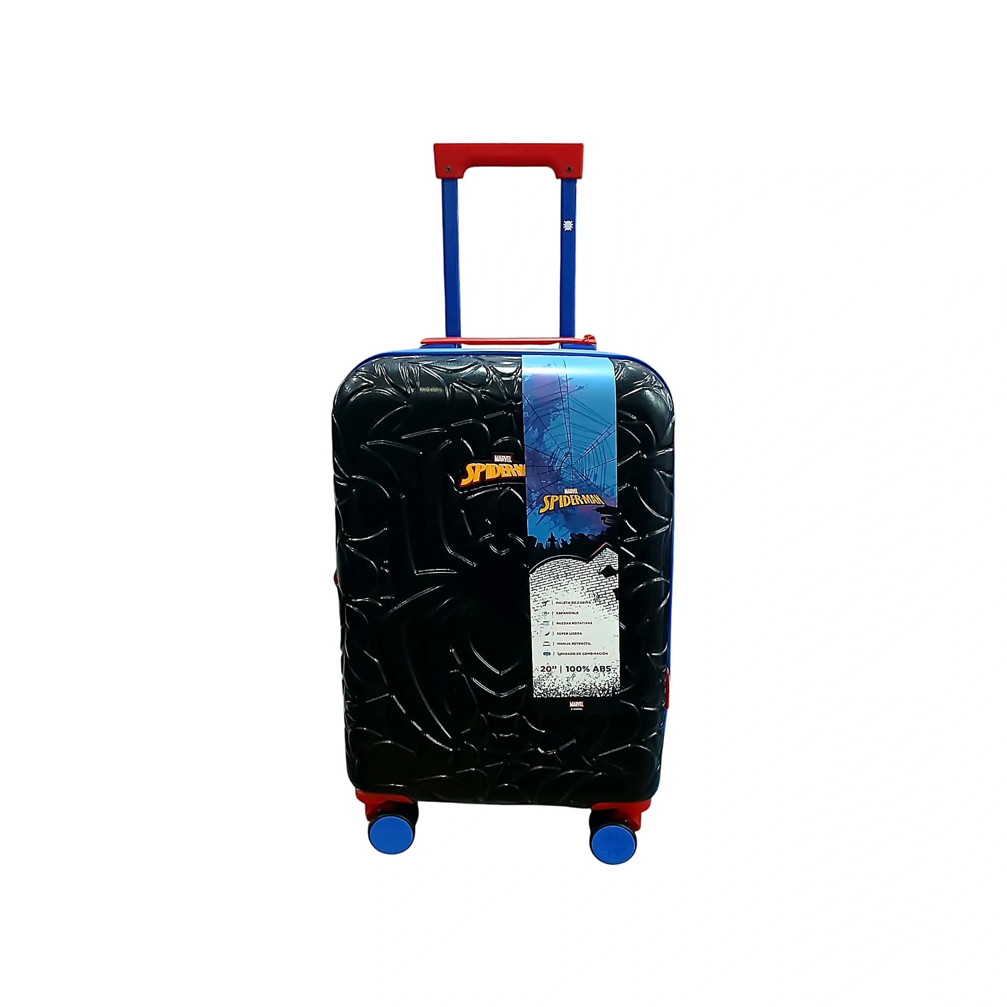 DISNEY SPIDERMAN VALIJA 55CM NEGRA | RIGÍDA, 4 RUEDAS, LIVIANA
