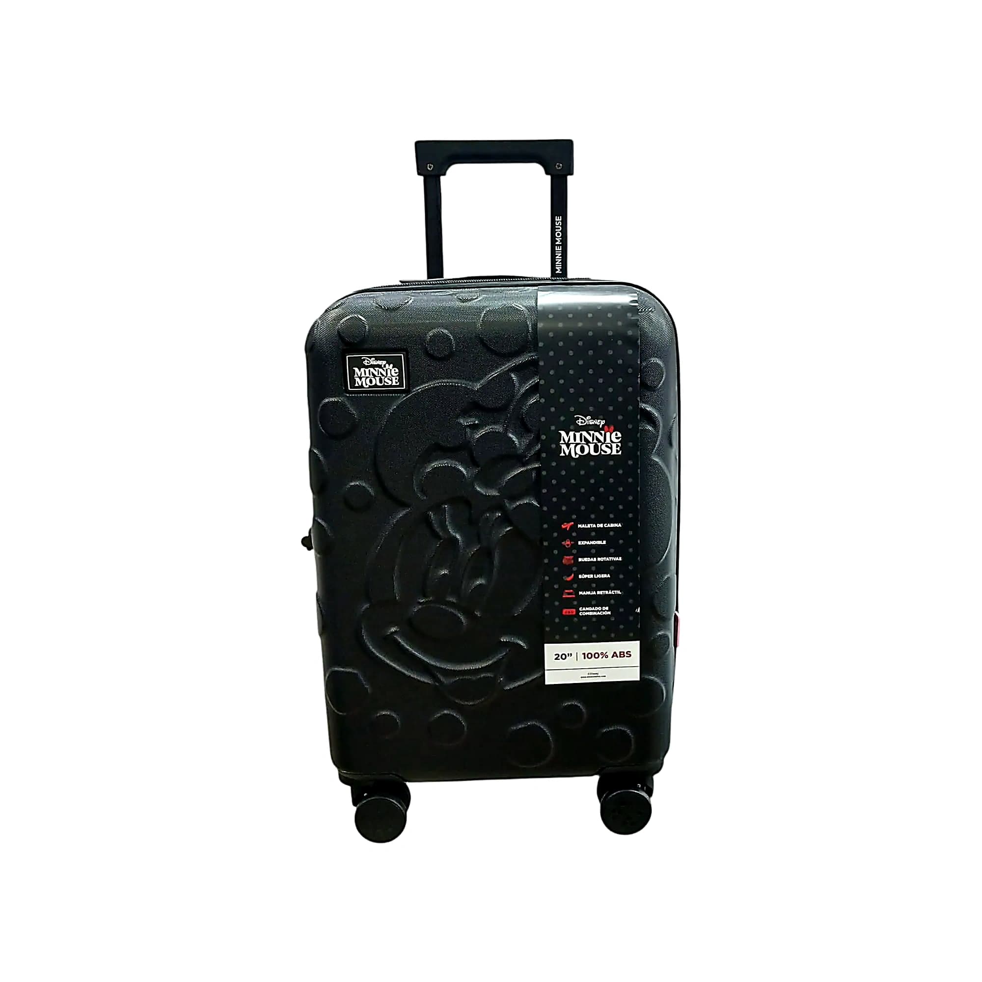 DISNEY MINNIE VALIJA 55CM NEGRA | RIGÍDA, 4 RUEDAS, LIVIANA