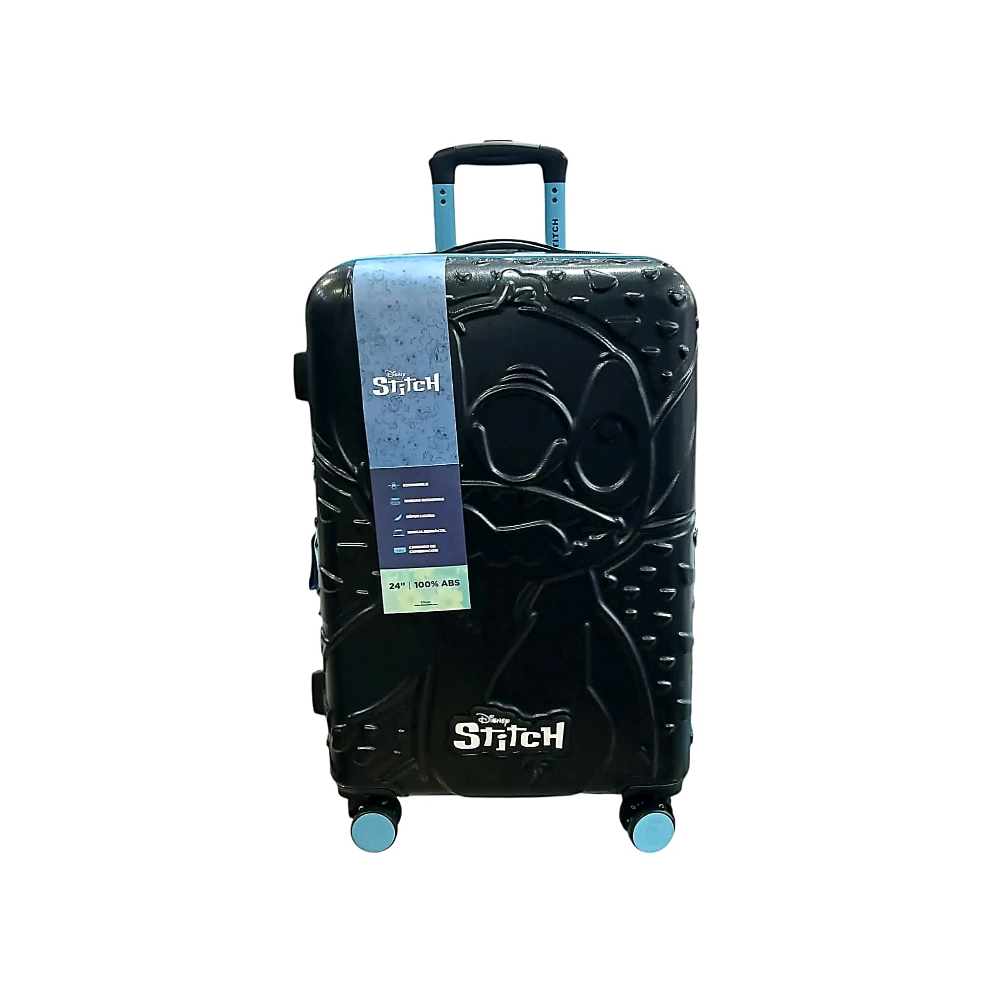 DISNEY STITCH VALIJA 65CM NEGRA | RIGÍDA, 4 RUEDAS, LIVIANA