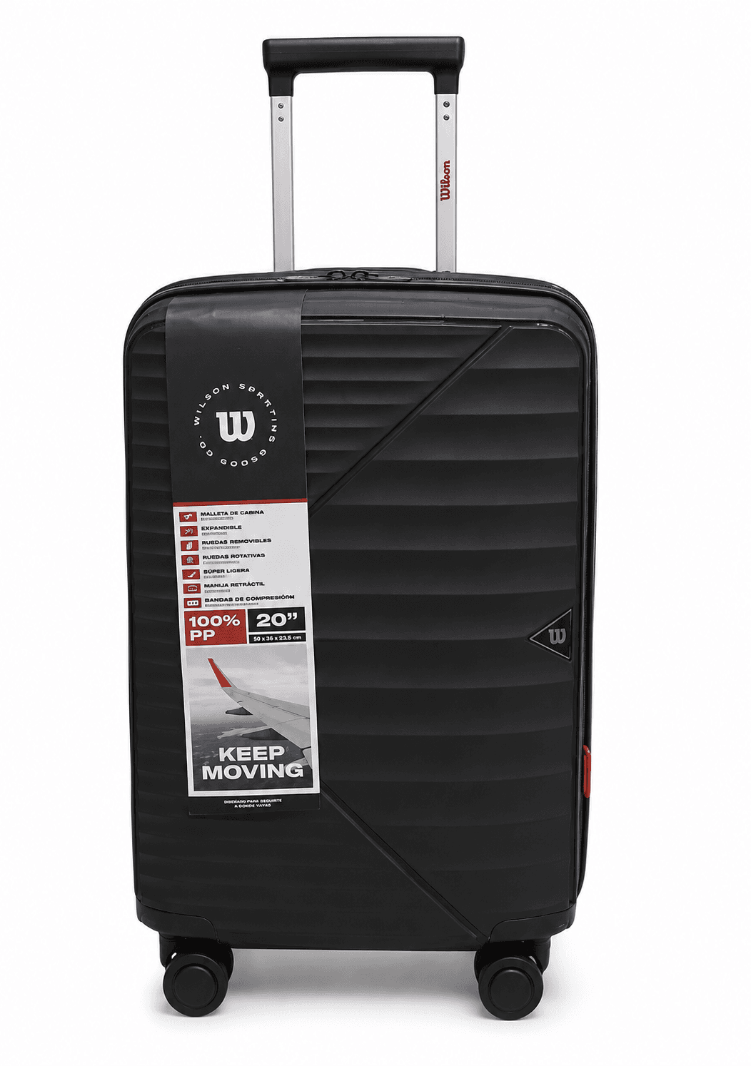 Wilson Valija 55CM Negra | Rigída, 4 Ruedas, Liviana